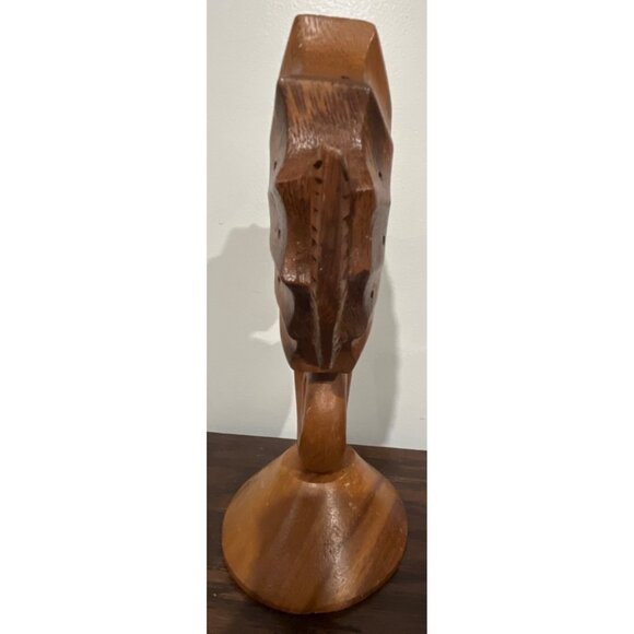 VTG MCM Hand-Carved Wooden Seahorse Toothpick Holder Appetizer Monkey Pod Wood - Picture 4 of 9